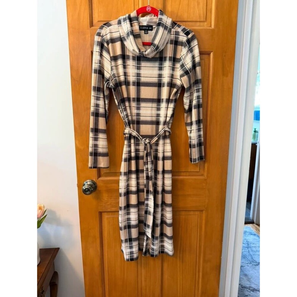 Beige & Black Plaid Dress